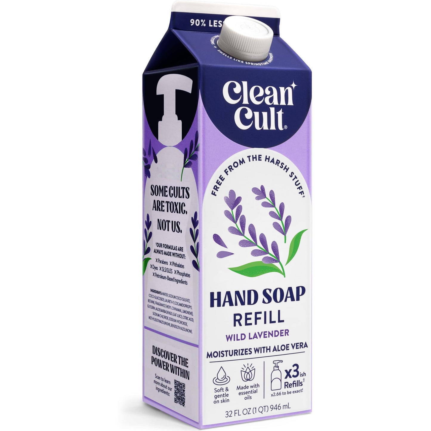 Cleancult Liquid Hand Soap Refill - Wild Lavender - Moisturizes Dry & Sensitive Skin - Made with Aloe Vera & Lavender Essential Oils - Eco Friendly Beauty & Personal Care Cleancult