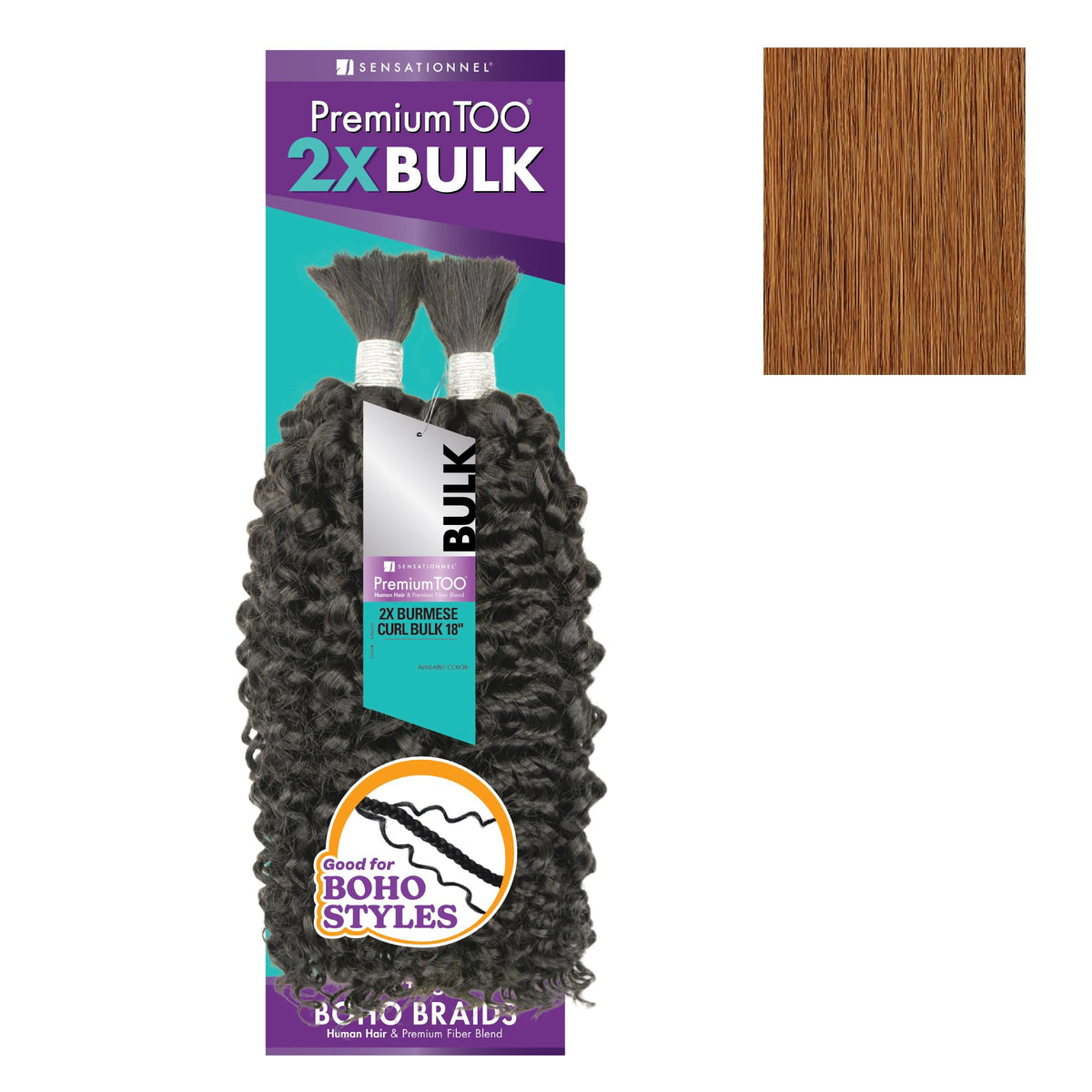 Sensationnel PremiumToo Bulk Weaving-2X Burmese Curl,18in, 30 LIGHTAUBURN
