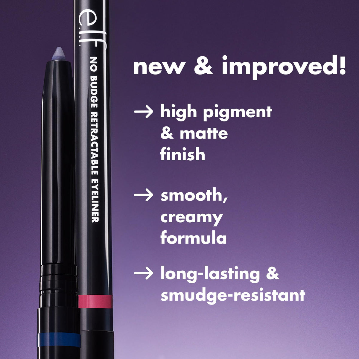 e.l.f. No Budge Retractable Eyeliner, Creamy, Ultra-Pigmented & Waterproof, Creates Bold & Defined Lines, Vegan , Ruby Beauty & Personal Care e.l.f.