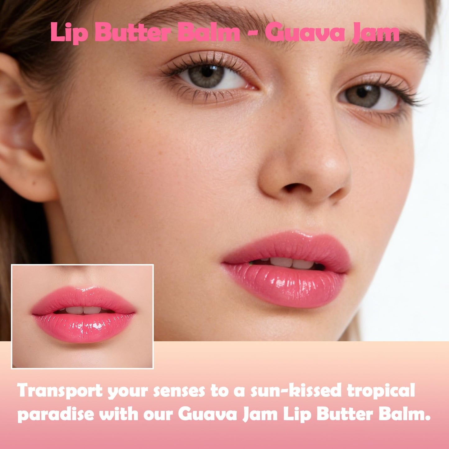 Jamazing Lip Butter Balm Guava Jam by Oz Lab High Shine Tinted Lip Balm Moisturizing Non Sticky Vegan Cruelty Free Hydrating Lip Gloss for Dry Lips Beauty and Personal Care OZ LAB