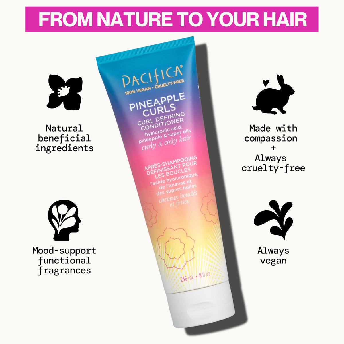 Pacifica Beauty, Pineapple Curls Defining Natural Conditioner, For Curly, Coily and Textured Hair Types, Pineapple Scent, Sulfate Free and Silicone Beauty & Personal Care Pacifica