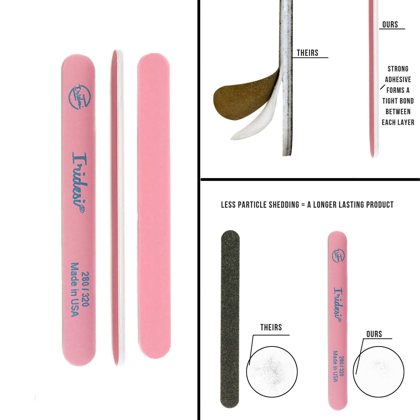 Nail Files and Buffers Premium Pink Light Pink 280 320 Washable Emery Boards 7 Inches Long 12 Pack Beauty & Personal Care Iridesi