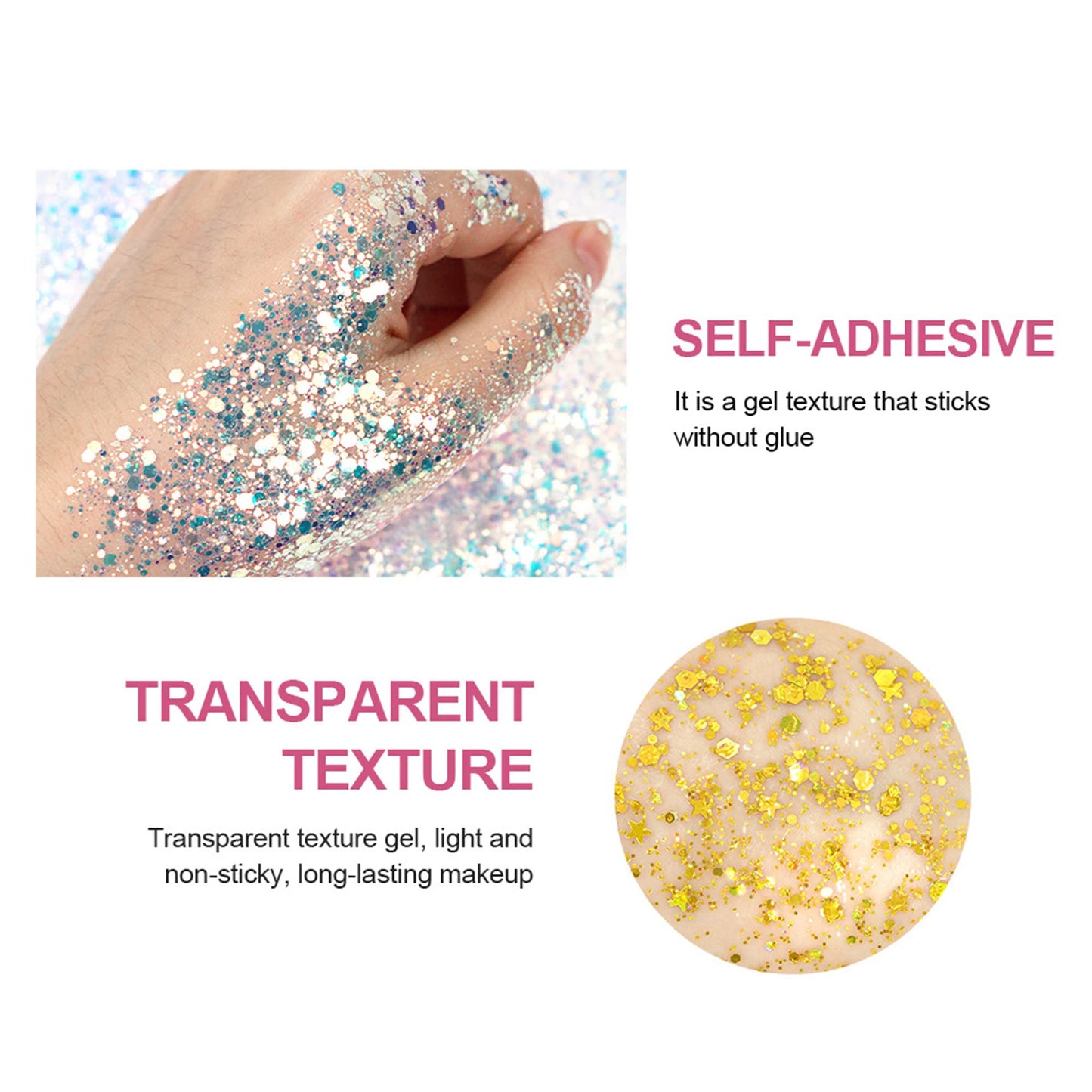 MAEPEOR Chunky Face Body Glitter Gel 19 Colors Mermaid Sequins Holographic Body Glitter Gel Long-Lasting Festival Makeup Glitter Paint for Face Body Beauty & Personal Care MAEPEOR