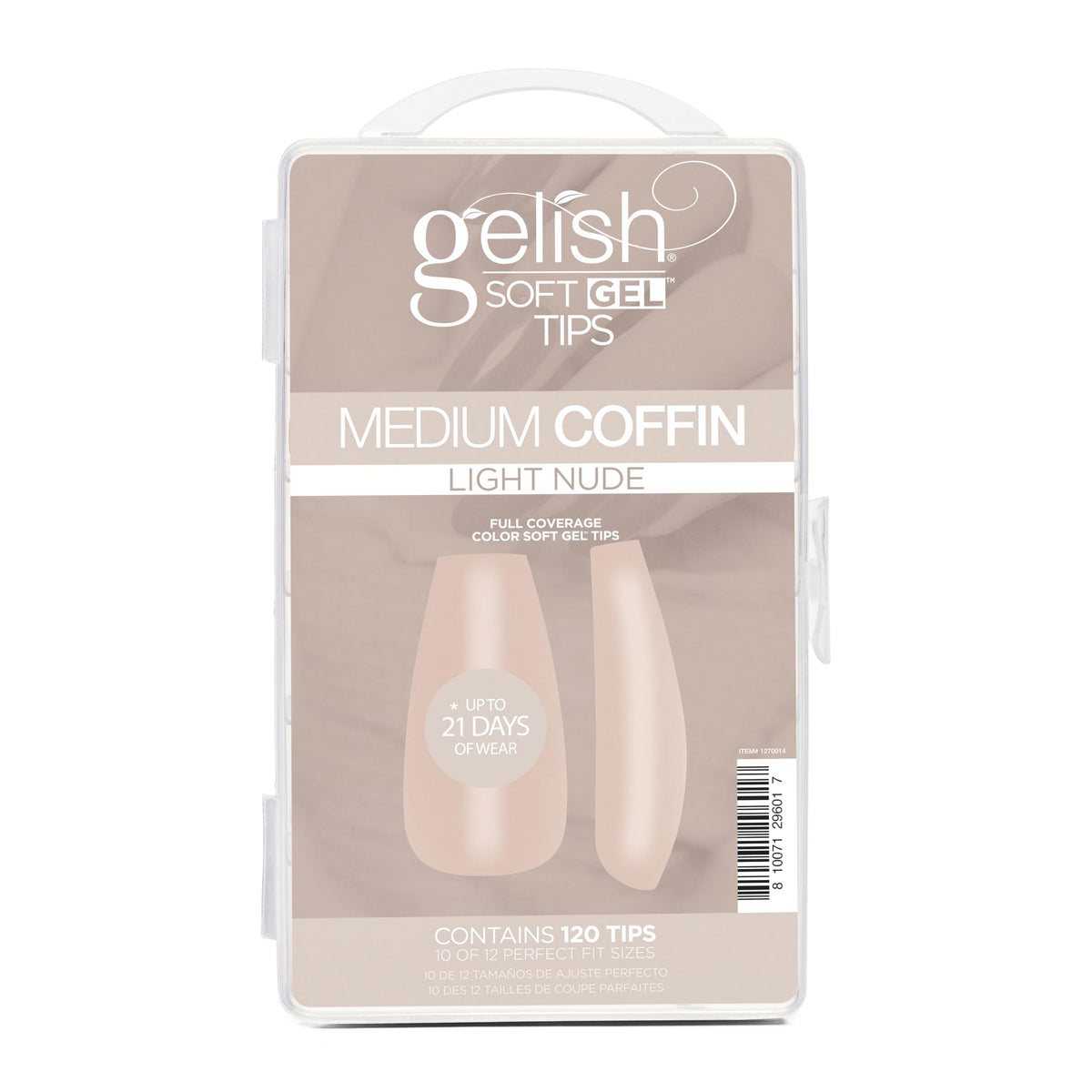 Gelish Nude Soft Gel™ Tips Press on Nails Extension - Light Nude Medium Coffin, 120 Count