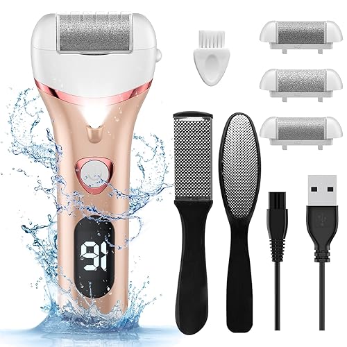 Electric Foot Callus Remover, Rechargeable Portable Electronic Foot File Pedicure Kits, Waterproof Foot Scrubber File, Professional Pedicure Tools Beauty & Personal Care Geopu