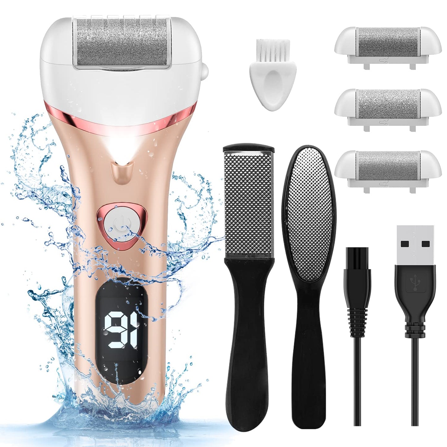 Electric Foot Callus Remover, Rechargeable Portable Electronic Foot File Pedicure Kits, Waterproof Foot Scrubber File, Professional Pedicure Tools Beauty & Personal Care Geopu