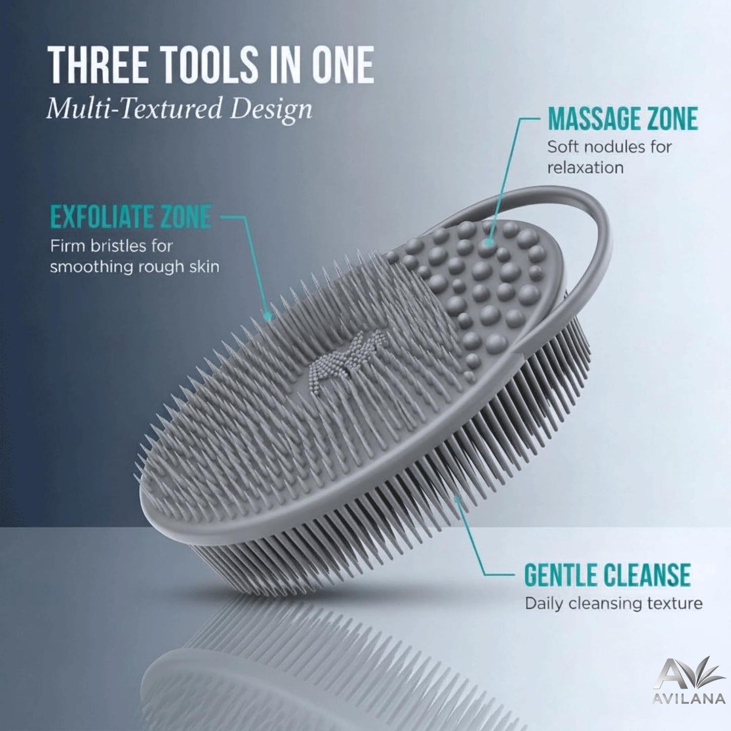 Avilana Premium Exfoliating Body Scrubber - Trusted Since 2017 - SGS Certified Silicone Bath Brush, Firm Bristles Smooth Rough Bumpy Skin Texture Beauty & Personal Care Avilana
