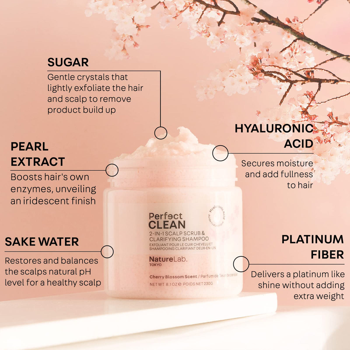 NatureLab.TOKYO Perfect Clean Scalp Scrub - Sakura Scent, 8.1 oz