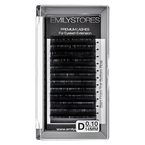 EMILYSTORES Eyelash Extensions 0.10mm Thickness D Curl Length 14mm Volume Individual eyelashes Natural-Looking Single Size For Lash Extension Beauty & Personal Care EMILYSTORES