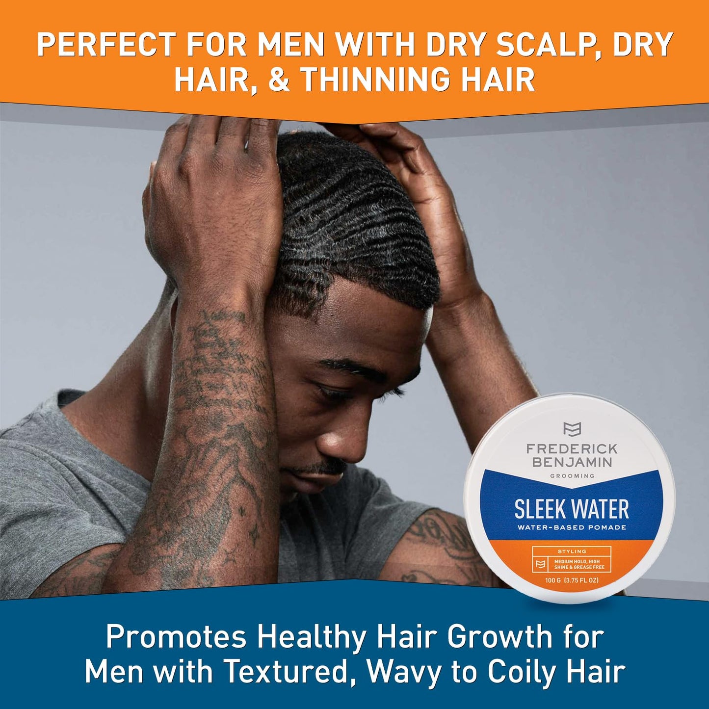 Frederick Benjamin Sleek Water Pomade for Men, Light & Easy to Apply Water Based Hair Pomade, Medium to Strong Hold, High Shine, Grease Free, Infused Beauty & Personal Care Frederick Benjamin
