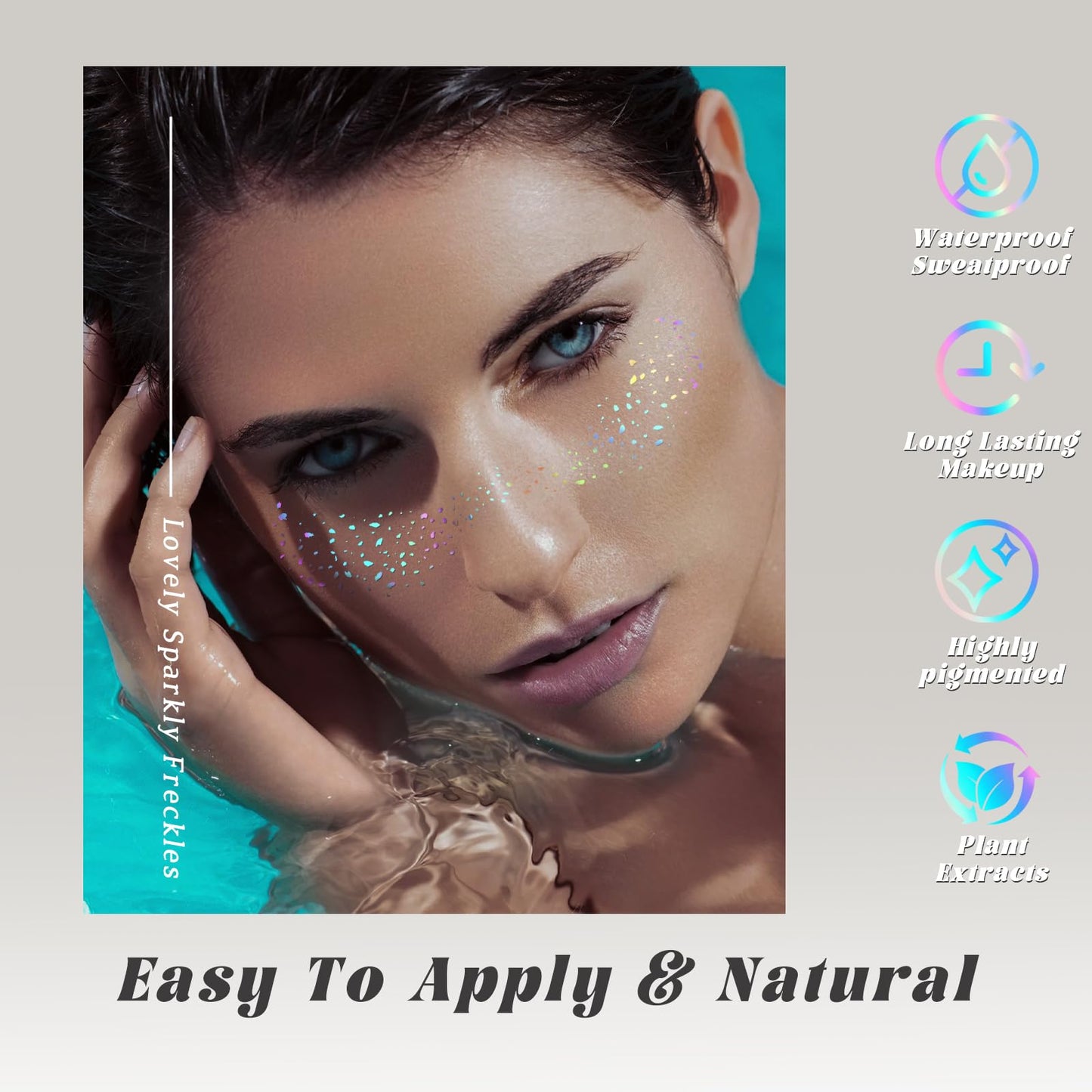 HOSAILY 6 pcs Holographic Glitter Freckles Face Tattoo, Waterproof Sparkle Body Glitter Speckles Patches for Women, Cute Star Glitter Stickers Beauty and Personal Care HOSAILY