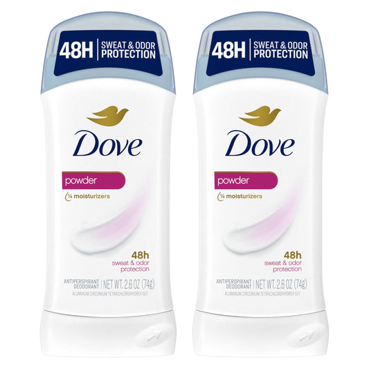 Dove Invisible Solid Antiperspirant Deodorant Stick 2 Count Powder, for Women, For All Day Underarm Sweat & Odor Protection 2.6 oz Beauty and Personal Care Dove