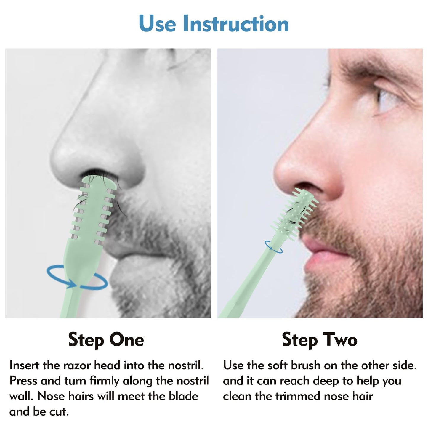 CNDNO 5Pcs 2-in-1 Nasal Hair Cutter, Double Sided Nose Hair Cutter, Portable 360° Rotating Manual Nose Hair Trimmer for Men and Women, Colorful Beauty and Personal Care CNDNO