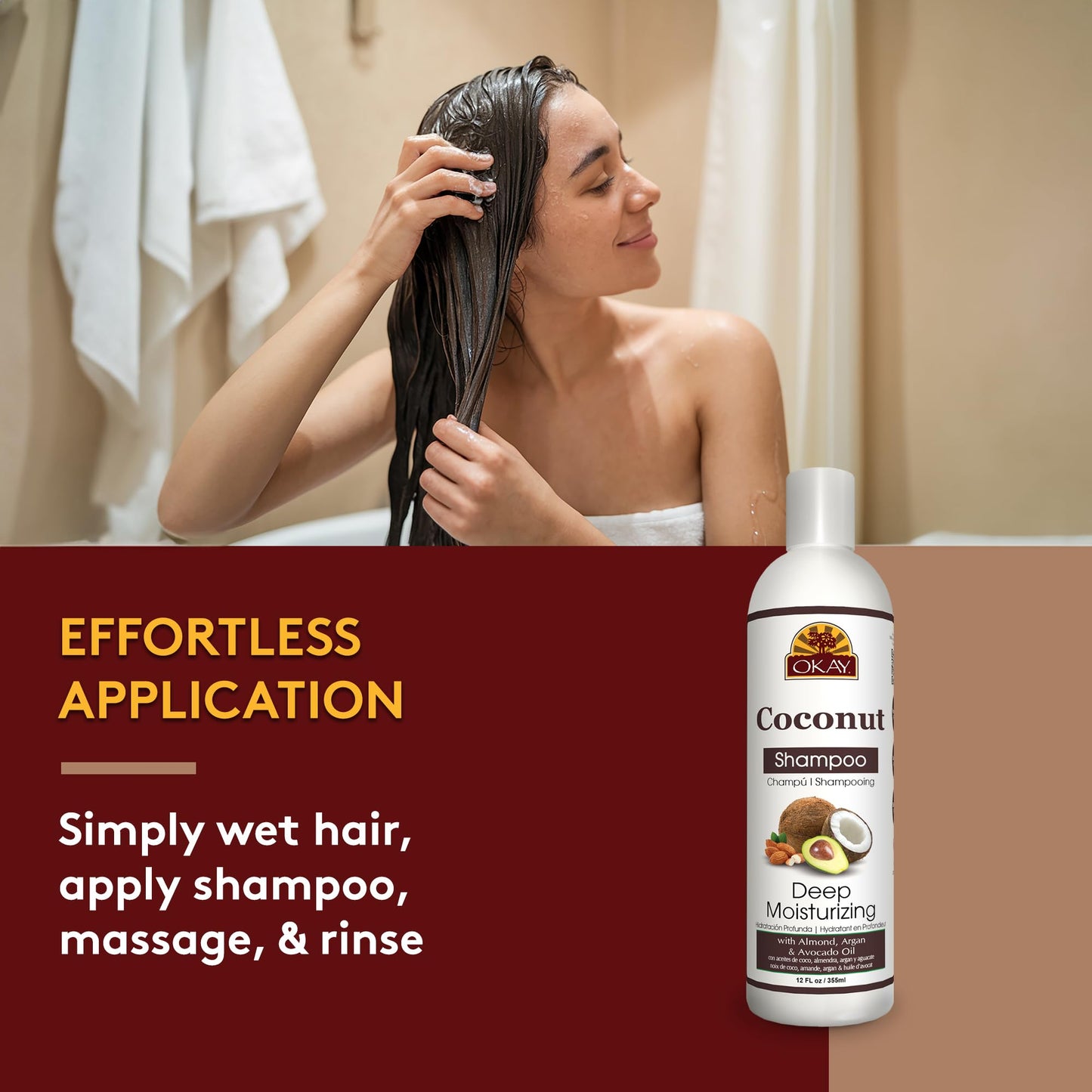Okay Coconut Deep Moisturizing Shampoo Helps Replenish Moisture And Elasticity For Healthy Strong Hair Sulfate,Silicone,Paraben Free For All Hair Beauty & Personal Care OKAY