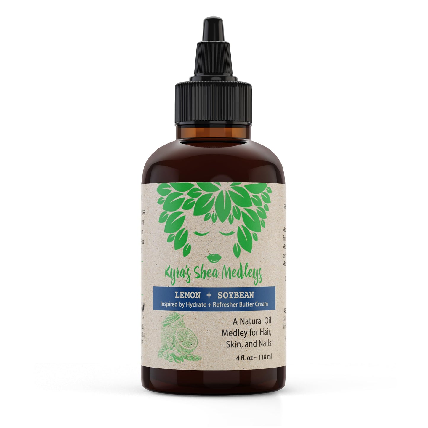 Multiuse Lemon + Soybean Oil Medley for Face, Body, and Hair - Natural Soya Bean Oil, Shea Nut Oil, Lemon Essential Oil, and Vitamin E - Seals in Beauty & Personal Care Kyra's Shea Medleys