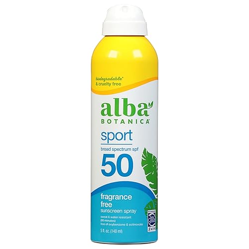 Alba Botanica Sport Sunscreen Spray for Face and Body, SPF 50, 5 fl oz Bottle Beauty & Personal Care Alba Botanica