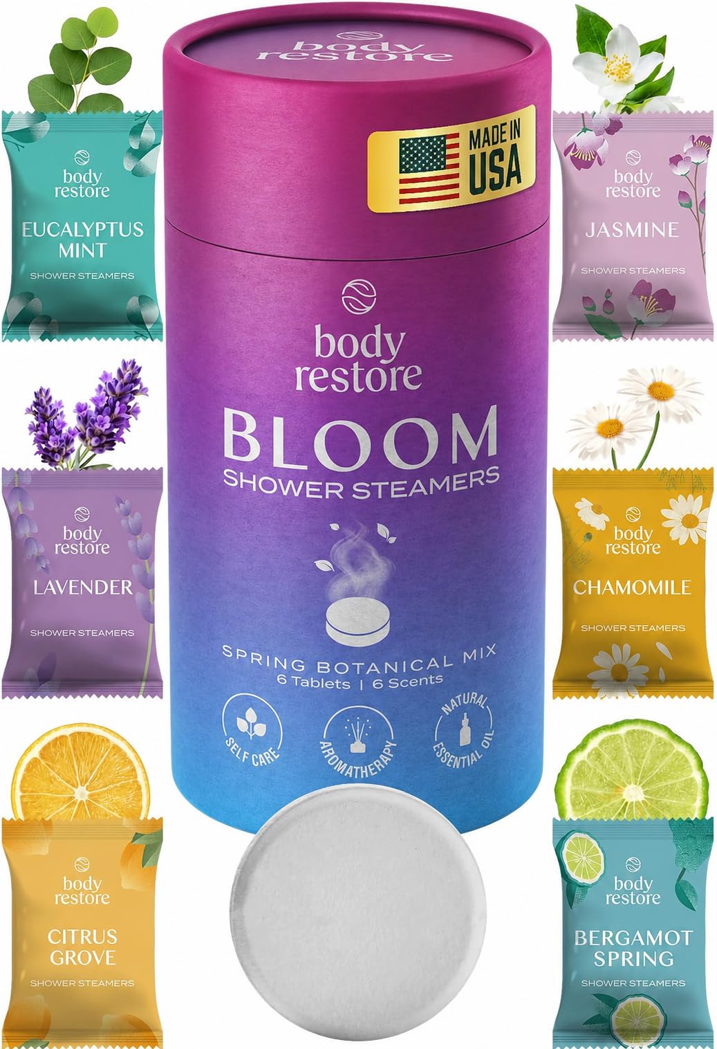 Body Restore Shower Steamers Aromatherapy 6 Pack - Fathers Day Gift for Dad, Birthday Gifts for Women & Men, Spa Stress Relief & Relaxation Self Care Beauty and Personal Care Body Restore