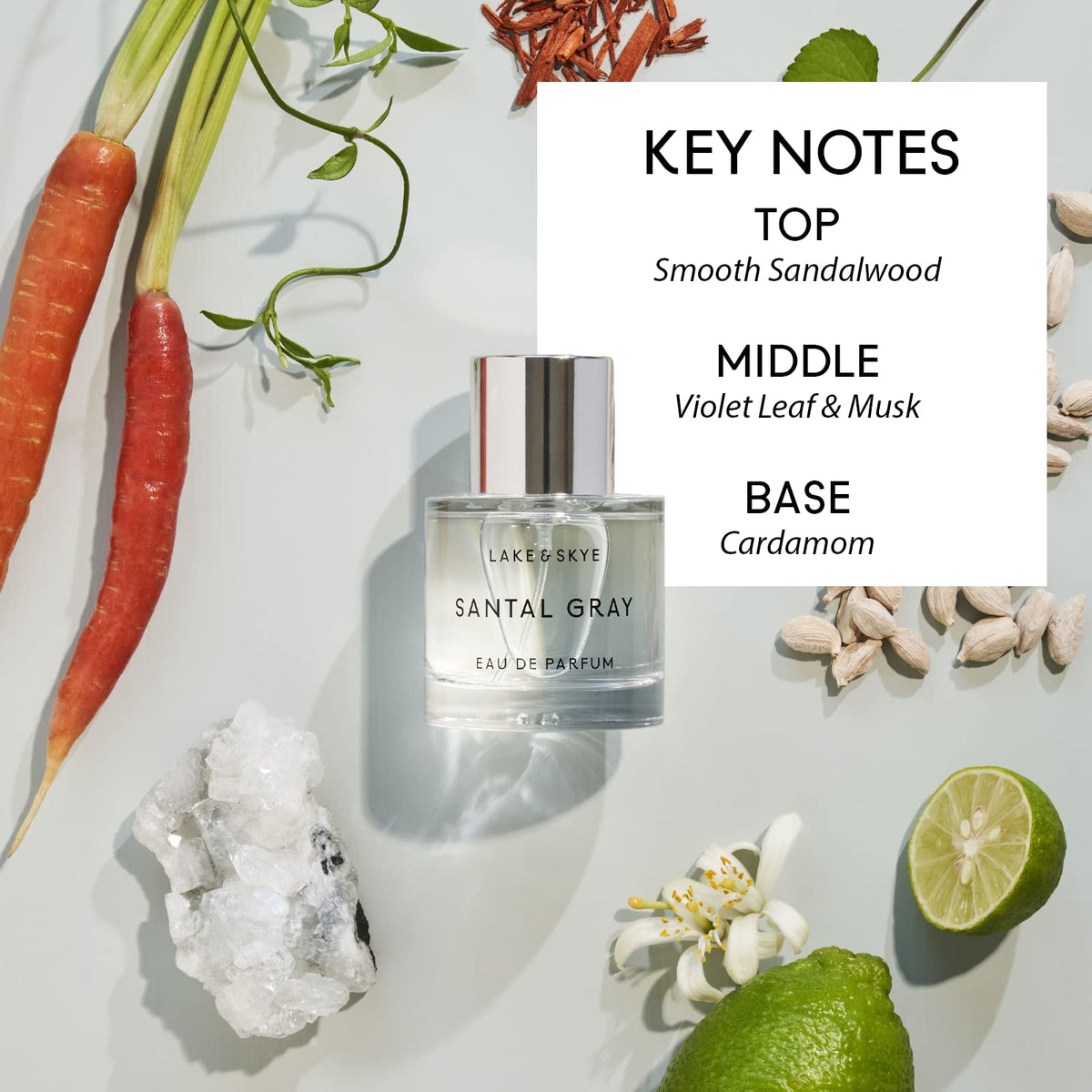 Lake & Skye Santal Gray Eau de Parfum, Long Lasting Fragrance, 1.7 fl oz (50 ml) - Santal, Cardamom, Sandalwood, Earthy, Musk, Vegan, Paraben-Free Beauty & Personal Care Lake & Skye