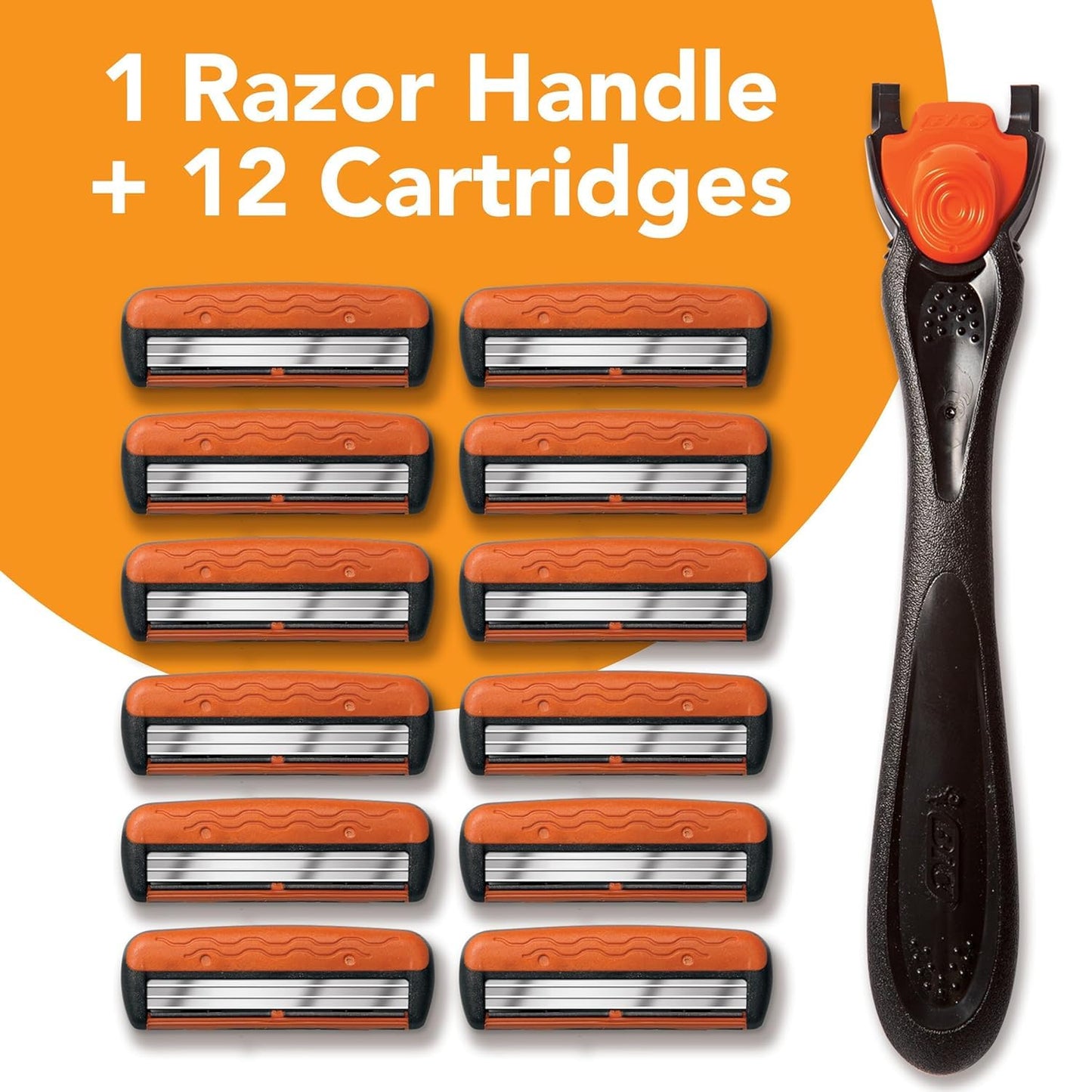 BIC Comfort 3 Men's Refillable 3-Blade Razors with 1 Handle and 12 Cartridges, Smooth Shave Kit for Dorm and Daily Grooming, College Dorm Room Beauty and Personal Care BIC