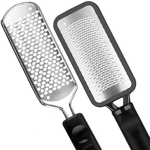 Pedicure Foot File - 2Pcs Stainless Steel Colossal Foot Rasp, Dead Skin Remover for Feet, Professional Pedicure Tools Washable and Reusable Beauty & Personal Care ALOCKMA