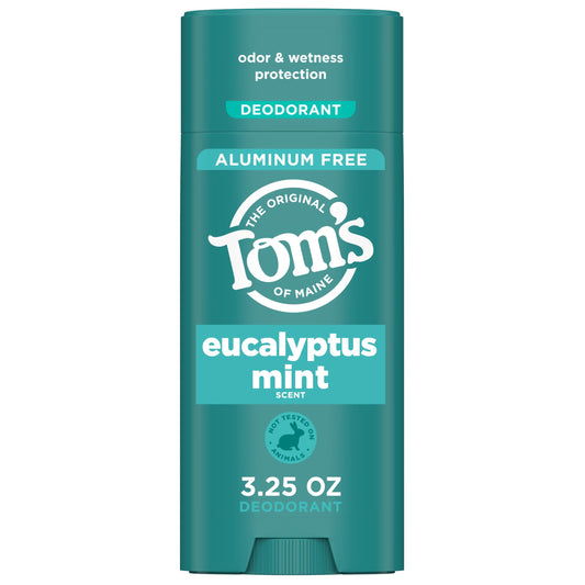 Tom’s of Maine Eucalyptus Mint Aluminum Free Natural Deodorant For Women & Men - Goes on Clear - Odor & Wetness Protection - Naturally Derived Beauty and Personal Care Tom's of Maine