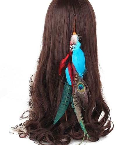 Suoirblss 1 Pc Handmade Boho Hippie Hair Extensions with Feather Clip Comb Hairpin Headdress DIY Accessories for Women Lady Beauty & Personal Care Suoirblss
