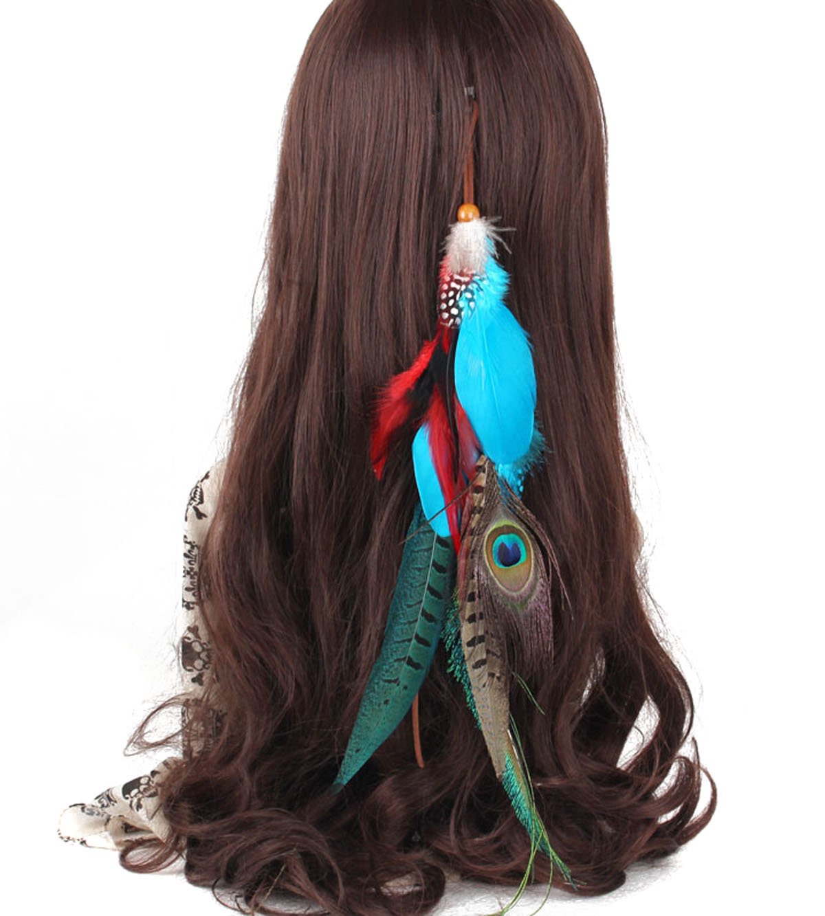 Suoirblss 1 Pc Handmade Boho Hippie Hair Extensions with Feather Clip Comb Hairpin Headdress DIY Accessories for Women Lady Beauty & Personal Care Suoirblss