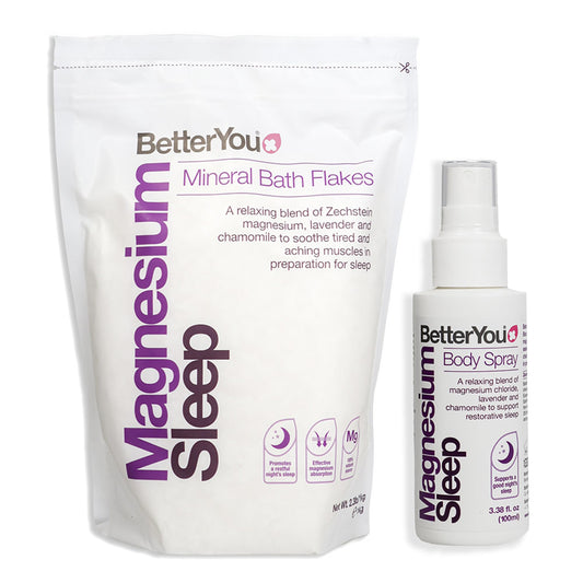 BetterYou The Wellness Collection - Magnesium Sleep for Unisex - 2 Pc 3.38oz Body Spray, 35.2oz Bath Salt Beauty and Personal Care BetterYou