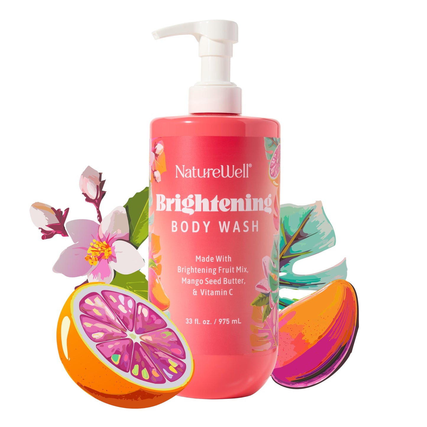 NATURE WELL Brightening Body Wash, Gentle & Creamy Formula Enriched with Mango Seed Butter & Vitamin C, Promotes a Luminous & Healthy-Looking Glow Beauty & Personal Care NATURE WELL