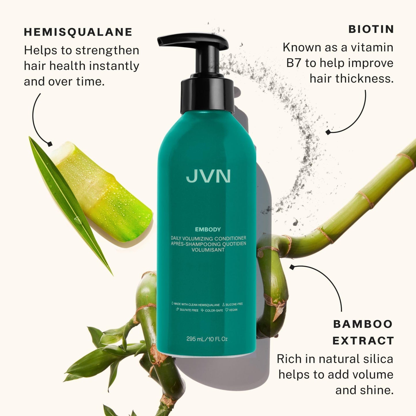 JVN Embody Volumizing Shampoo and Conditioner Set, 20 Fl Oz, Color Safe Clarifying Shampoo for Build up, Adds Fullness, Moisture, Restores Shine, Hair Beauty & Personal Care JVN