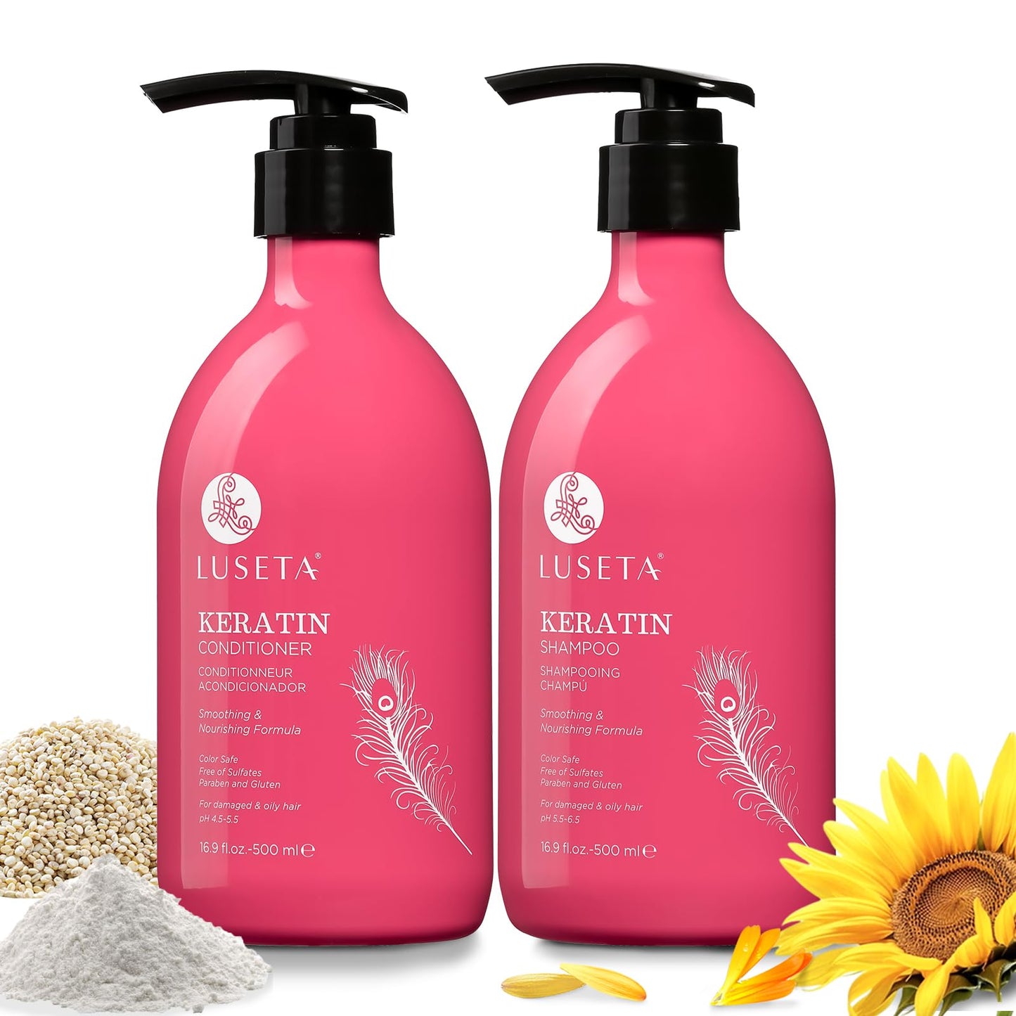Luseta Keratin Shampoo and Conditioner for Color Treated Damaged & Dry Hair, Keratin Hair Treatment for Smoothing, Nourishing & Strengthening, Color Beauty & Personal Care L LUSETA