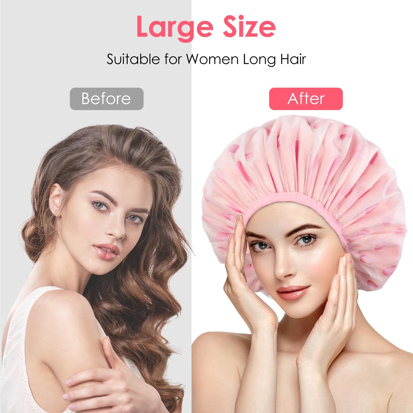 Auban Shower Cap, Shower Cap for Women Terry Cloth Lined EVA Exterior Reusable Double Layer Waterproof, Large Bath Hair Cap, Hotel Travel Essentials Beauty & Personal Care Auban