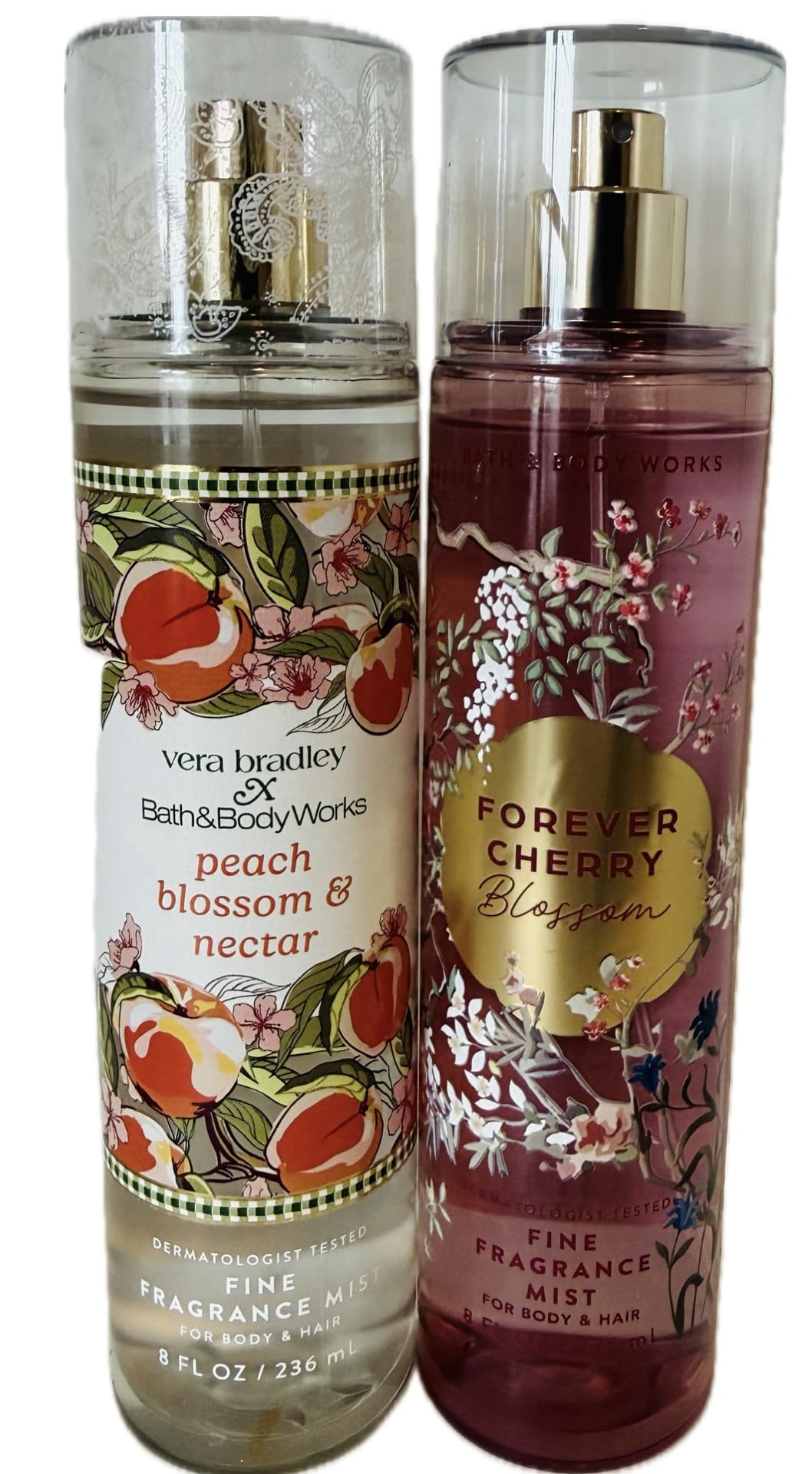 Bath & Body Works Peach Blossom & Nectar + Forever Cherry Blossom Fine Fragrance Mist 2-Pack - Fresh Floral Fruity Beauty & Personal Care Bath & Body Works