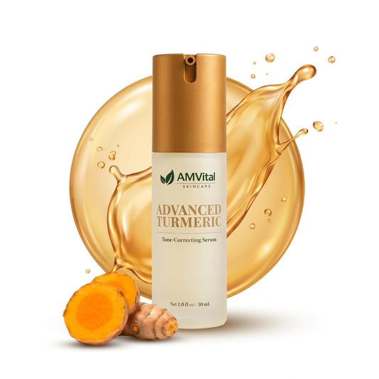 AMVital Advanced Turmeric Tone-Correcting Serum, Lightweight Daily Face Serum for Uneven-Looking Tone, Dullness & Dark Spots, Turmeric-Based Skin Beauty & Personal Care AMVital