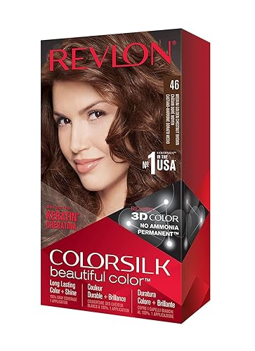 Revlon Colorsilk Beautiful Color, Medium Golden Chestnut Brown [46] 1 ea(Pack of 4) Beauty & Personal Care REVLON