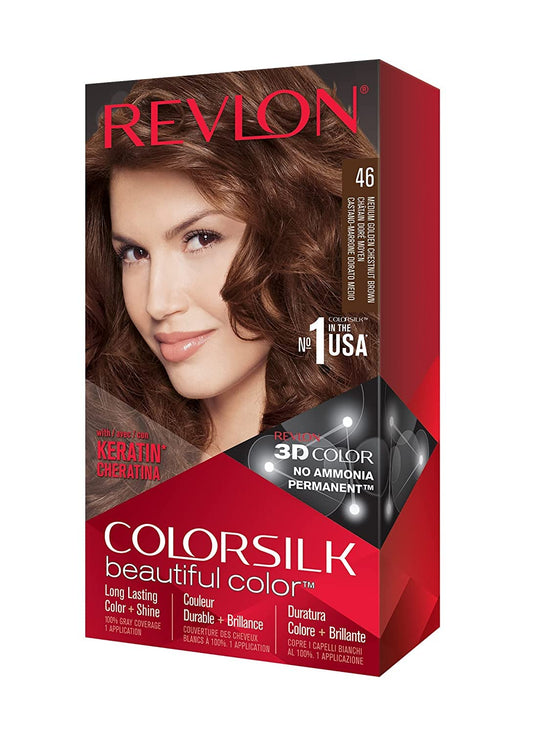 Revlon Colorsilk Beautiful Color, Medium Golden Chestnut Brown [46] 1 ea(Pack of 4) Beauty & Personal Care REVLON