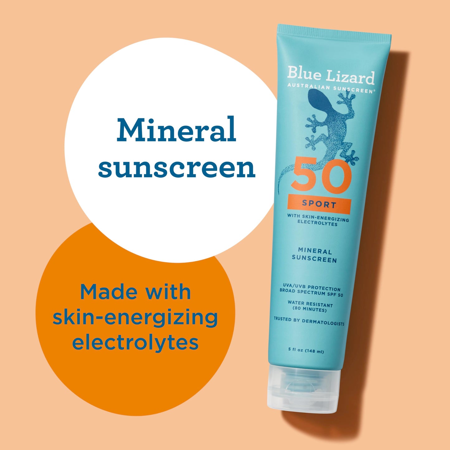 Blue Lizard Sport Mineral SPF 50 Lotion, Ideal for Athletes, 100% Mineral Sunscreen Actives, Fragrance-Free, Paraben-Free, Vegan, 5 fl oz Beauty & Personal Care BLUE LIZARD
