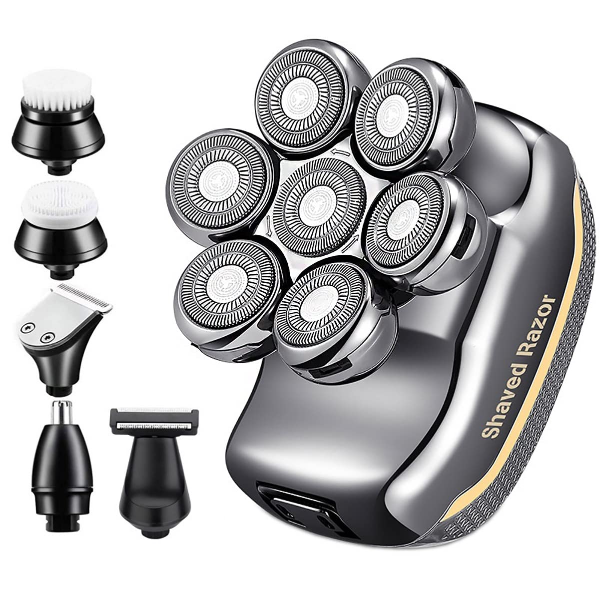 Head Shavers for Bald Men, 5 In 1 Waterproof LCD Bald Head Shavers Wet/Dry Cordless Head Shavers For Bald Men 7D Electric Razor Grooming Kit Beauty and Personal Care MAYiT