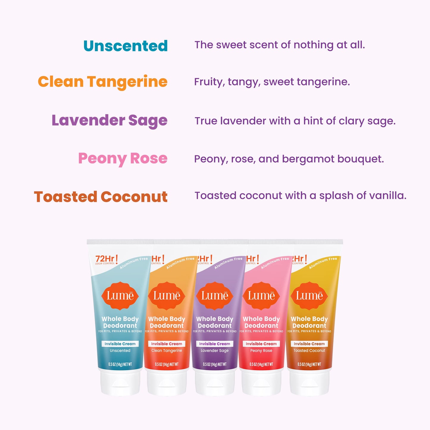 Lume Whole Body Deodorant 5 Pack Sampler - Invisible Cream Minis - 72 Hour Odor Control - Aluminum & Baking Soda Free Beauty & Personal Care Lume
