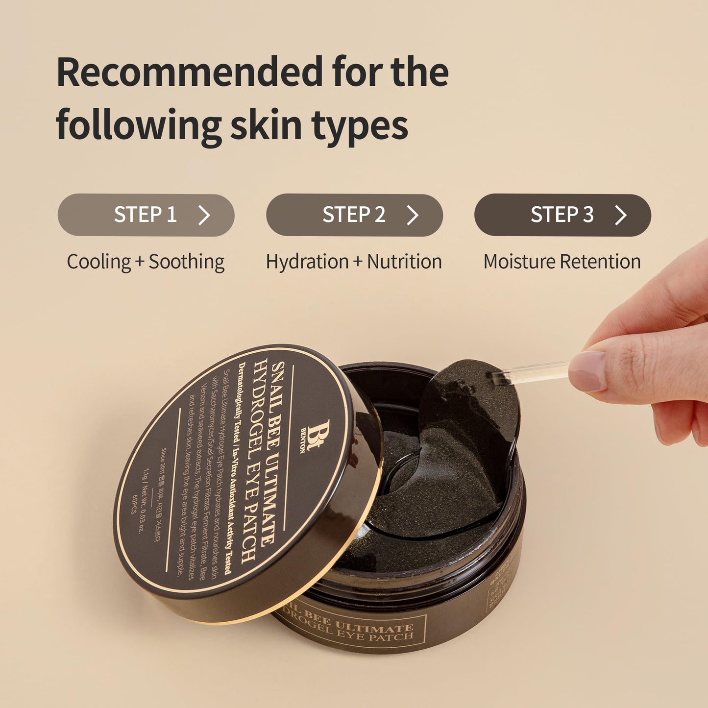 BENTON Snail Bee Ultimate Hydrogel Eye Patch (60pcs) - Hydrating | Snail Mucin | Reusable & Cooling Eye Patches Beauty & Personal Care BENTON