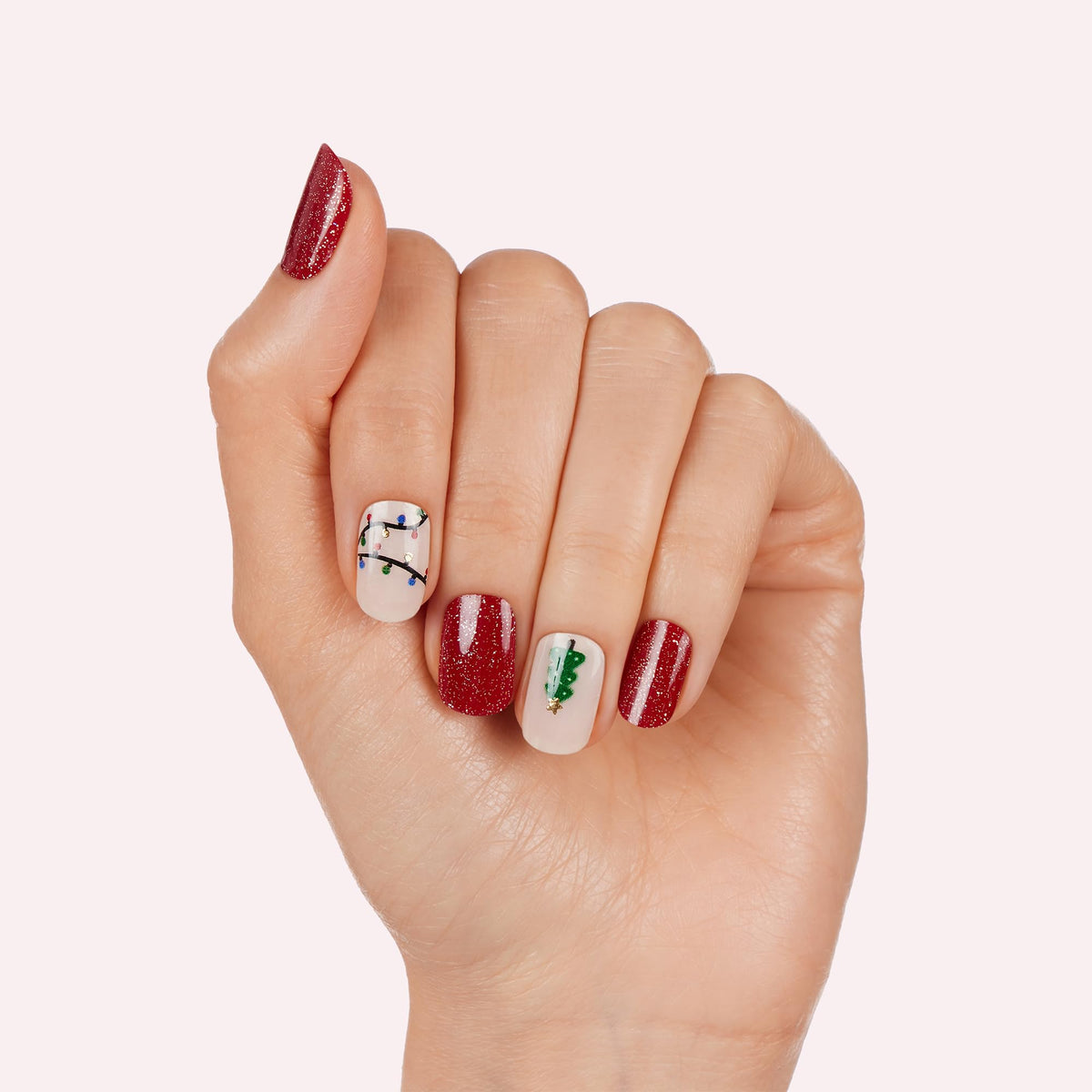Dashing Diva Gloss Nail Strips - Santa Baby | UV Free, Chip Resistant, Long Lasting Gel Stickers | Contains 32 Wraps, 1 Prep Pad, 1 File