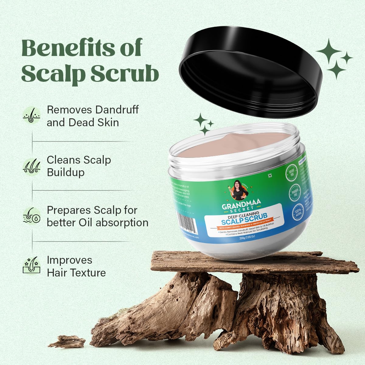 NIDHI’S GRANDMAA SECRET Scalp Scrub - Natural Curry Leaves & Seaweed Scalp Scrub for Dandruff, Buildup, Dead Skin - Cleansing and Exfoliating Dry Beauty & Personal Care NIDHI’S GRANDMAA SECRET