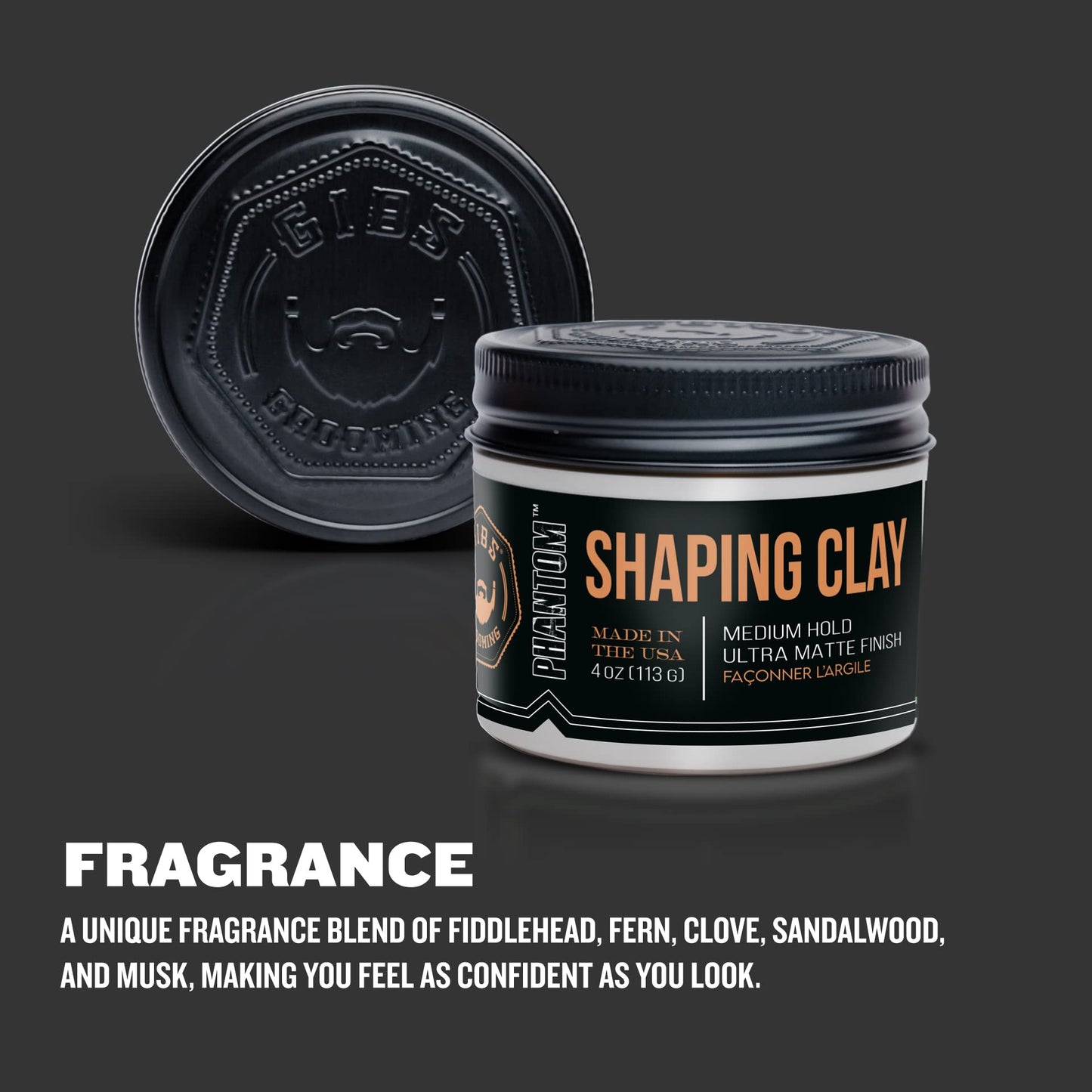 GIBS Shaping Clay, PHANTOM-Medium Hold, Ultra Matte Finish, Water Based, Great for Soft and Natural Looks 4oz Beauty & Personal Care GIBS