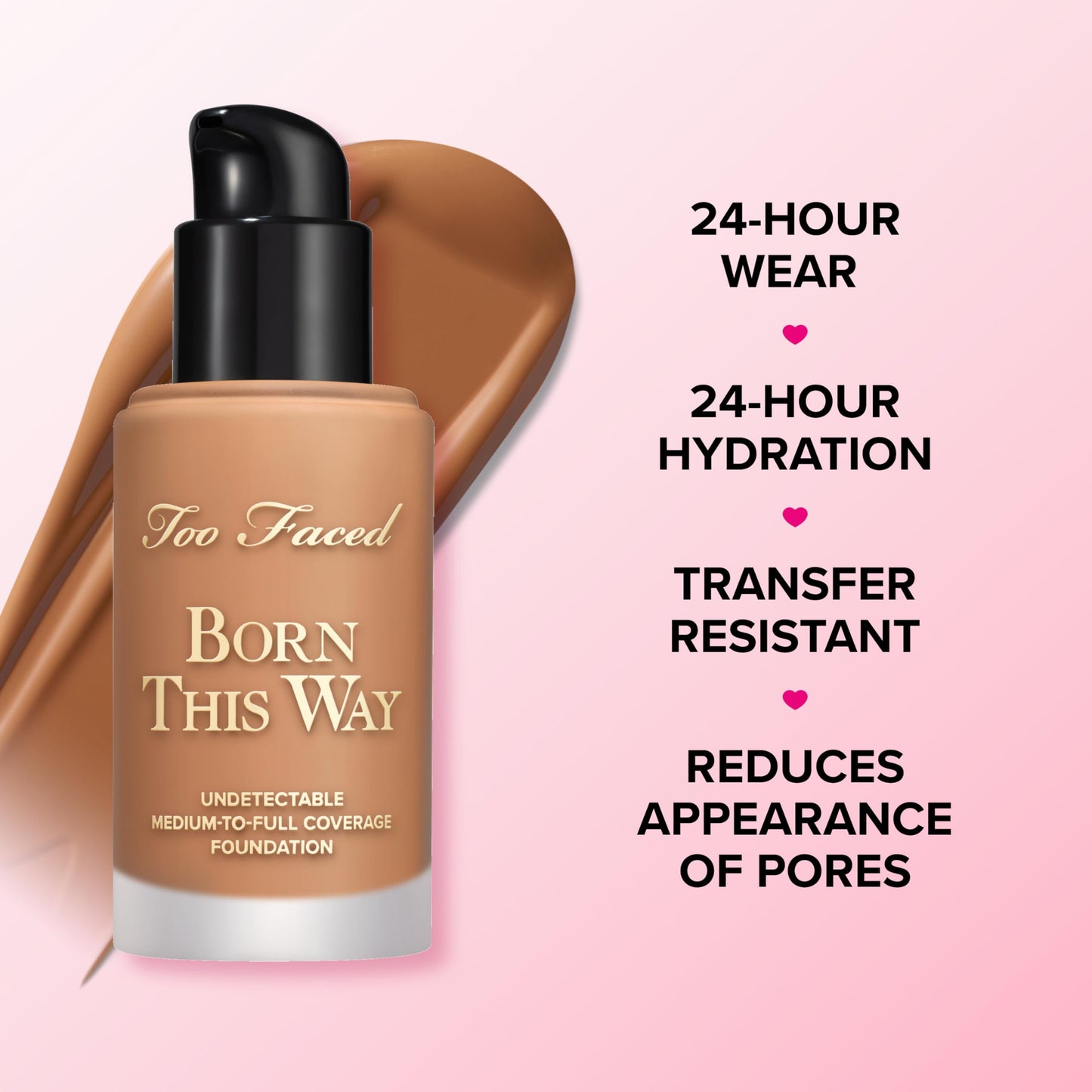 Too Faced Born This Way Natural Finish Longwear Liquid Foundation | Medium-To-Full Coverage | Hydrating + Oil Free, 1.01 fl. oz. Beauty & Personal Care Too Faced