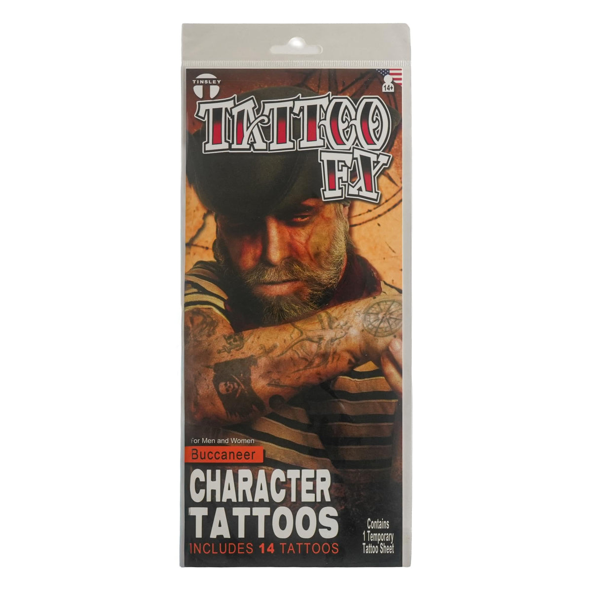 Tinsley Transfers Pirate Buccaneer Temporary Tattoo Kit, Standard