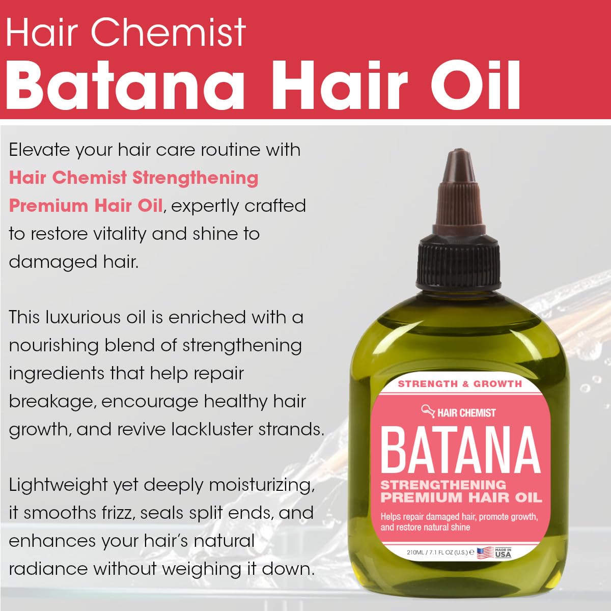 Hair Chemist Batana Strengthening 4-PC Shampoo & Conditioner Collection - Includes 33.8oz Shampoo, 33.8oz Conditioner, 7.1oz Hair Oil AND 7.1oz Scalp Beauty & Personal Care Hair Chemist