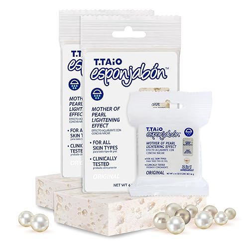 T.Taio Esponjabon Mother of Pearl Soap Sponge - Revitalizing Shower Scrubber for Bath Wash & Oil Removal - Bathroom Essentials with Fresh Scents Beauty & Personal Care T.TAIO