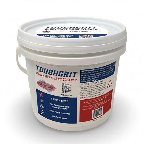 Toughgrit Heavy Duty Powder Hand Cleaner - Perlite Abrasive, Solvent-Free, Unscented - Cuts Grease, Oil, Paint & Industrial Grime - Skin-Safe Beauty & Personal Care Toughgrit