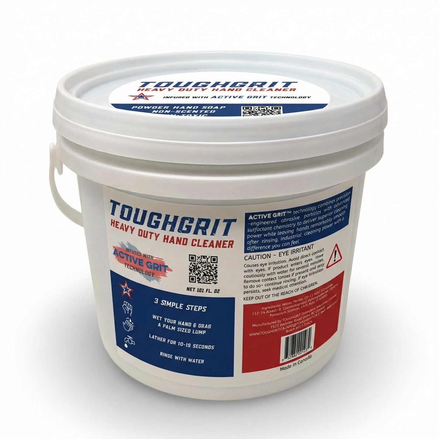 Toughgrit Heavy Duty Powder Hand Cleaner - Perlite Abrasive, Solvent-Free, Unscented - Cuts Grease, Oil, Paint & Industrial Grime - Skin-Safe Beauty & Personal Care Toughgrit