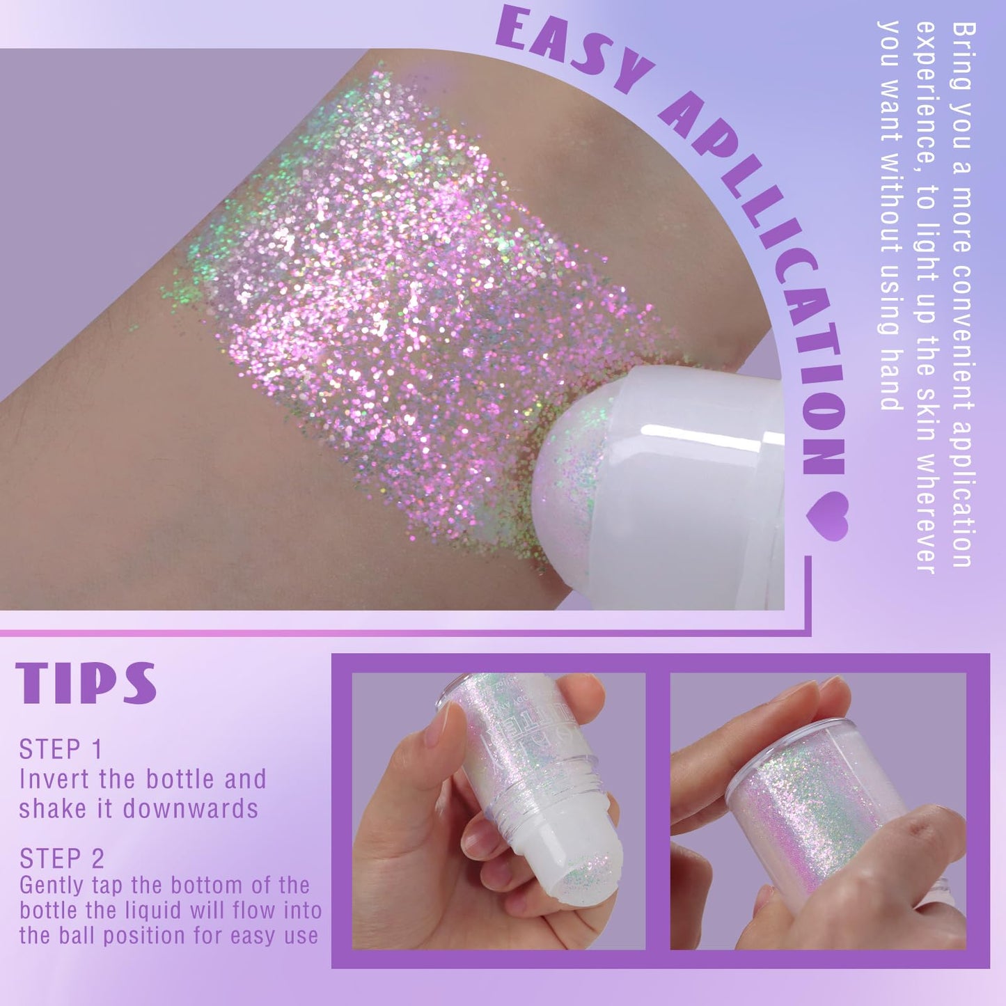 HOSAILY Roll-on Holographic Body Glitter Gel for Face Hair, Chameleon Color Changing Glitter Gel Under Light, Chunky Mermaid Sequins Festival Party Beauty and Personal Care HOSAILY